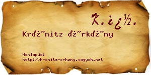 Kránitz Örkény névjegykártya